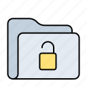 folder, open, padlock, key, lock, safe, safety