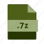 archive icon, extension, file, format 7z, name 