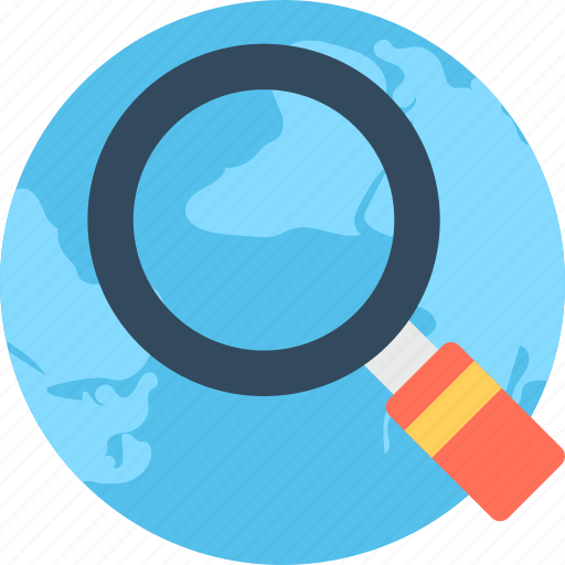 Globe, international search, magnifier, magnifying glass, search location icon - Download on Iconfinder