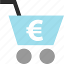cart, ecommerce, euro, sign 