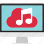 cloud, data, download, music, play, save, server, guardar 