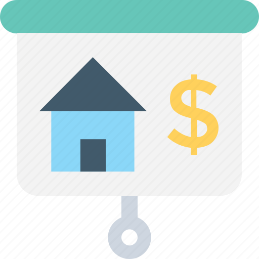 House, projection screen, real estate, rental, rental graph icon - Download on Iconfinder
