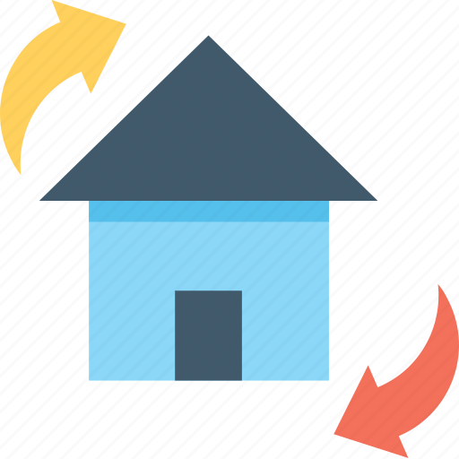Construction, home construction, home renovation, refresh home, rotating arrows icon - Download on Iconfinder