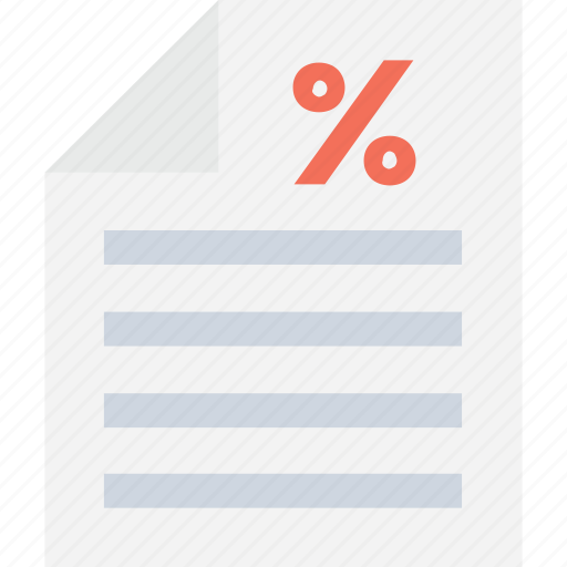 Calculation, document, percent sign, property papers, share icon - Download on Iconfinder