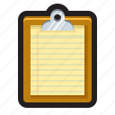 inventory, report, list, checklist, yellow pad, clipboard