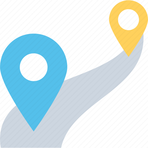 Location pins, location pointers, map locator, travel distance, travelling points icon - Download on Iconfinder
