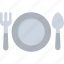 dining, fork, plate, restaurant, spoon 