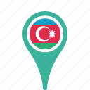 azerbaijan, country, county, flag, map, national, pin