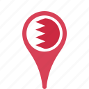 bahrain, country, county, flag, map, national, pin