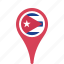 country, county, cuba, flag, map, national, pin 