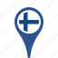 country, county, finland, flag, map, national, pin 