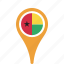 bissau, country, county, flag, guinea, map, national, pin 