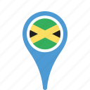 country, county, flag, jamaica, map, national, pin