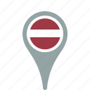 country, county, flag, latvia, map, national, pin