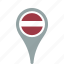 country, county, flag, latvia, map, national, pin 