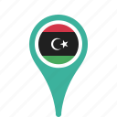 country, county, flag, libya, map, national, pin