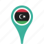 country, county, flag, libya, map, national, pin 
