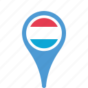 country, county, flag, luxembourg, map, national, pin