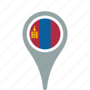 country, county, flag, map, mongolia, national, pin