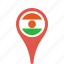 country, county, flag, map, national, niger, pin 