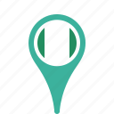 country, county, flag, map, national, nigeria, pin