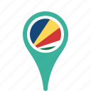 country, county, flag, map, national, pin, seychelles