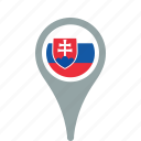 country, county, flag, map, national, pin, slovakia