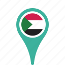 country, county, flag, map, national, pin, sudan