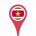 country, county, flag, map, national, pin, suriname