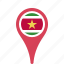 country, county, flag, map, national, pin, suriname 