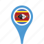 country, county, flag, map, national, pin, swaziland 