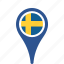 country, county, flag, map, national, pin, sweden 