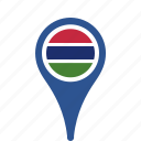 country, county, flag, gambia, map, national, pin, the