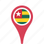 country, county, flag, map, national, pin, togo 