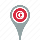 country, county, flag, map, national, pin, tunisia