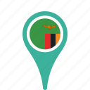 country, county, flag, map, national, pin, zambia