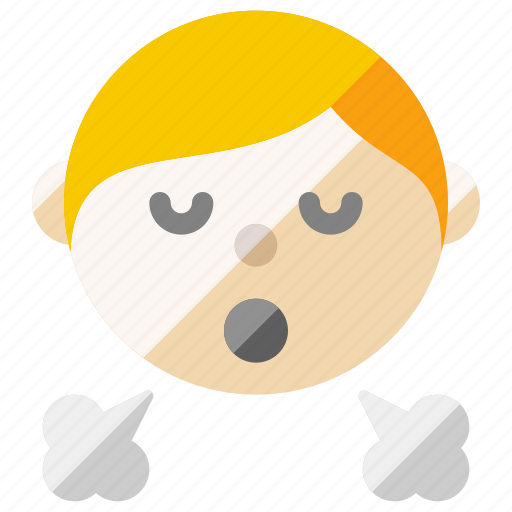 Boy, tired, breath, blow, breathe out, relieved icon - Download on Iconfinder