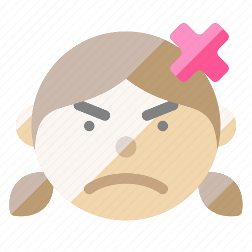 Girl, face, angry, anger, rage, fury icon - Download on Iconfinder