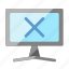 screen, monitor, cross, blue screen, error, freeze 