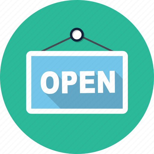 Open, door, door sign, doorhandle, shop, store, sign icon - Download on Iconfinder
