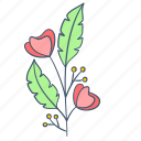 floral, branch, ornament, flower, plant, leaf, nature