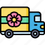 flower, shop, truck, delivery, vehicle, package 