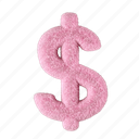 dollar, sign, finance, money, currency, fluffy, 3d