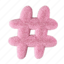 hashtag, hash, pound sign, sign, fluffy, 3d, #