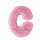 lowercase, letter c, c, fluffy, 3d, alphabet, font