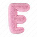uppercase, letter e, e, fluffy, 3d, alphabet, font