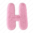 uppercase, letter h, h, fluffy, 3d, alphabet, font