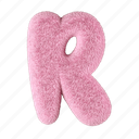uppercase, letter r, r, fluffy, 3d, alphabet, font