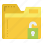 unlock, padlock, secure, folder, file, document, archive 