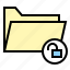 document, file, folder, ui, unlock 